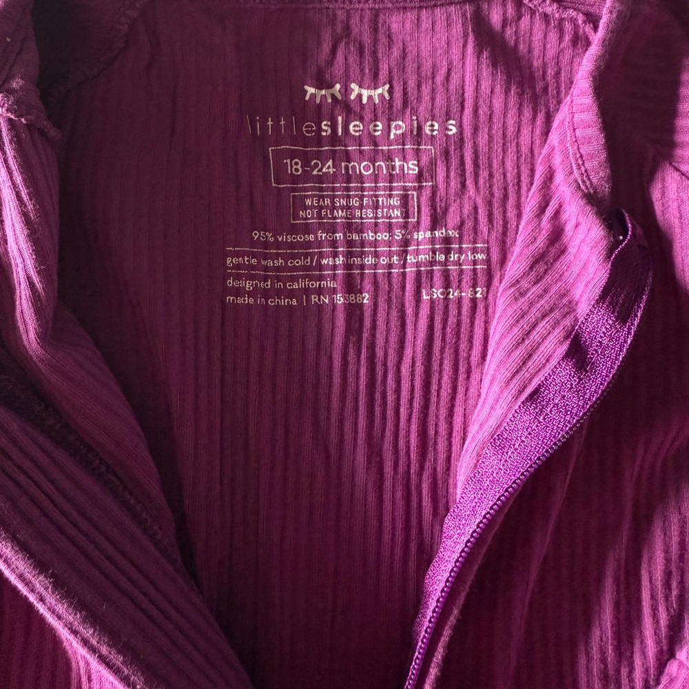 Little Sleepies Plum Ribbed Baby Pjs - Picture 2 of 2